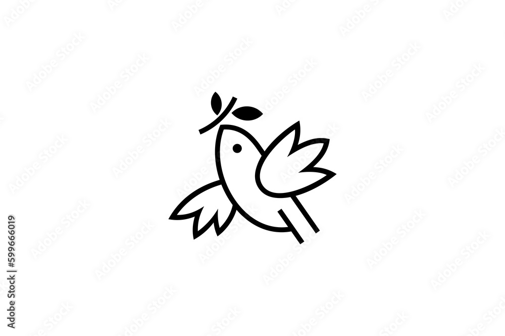 Fototapeta premium simple bird logo template carrying leaf twig