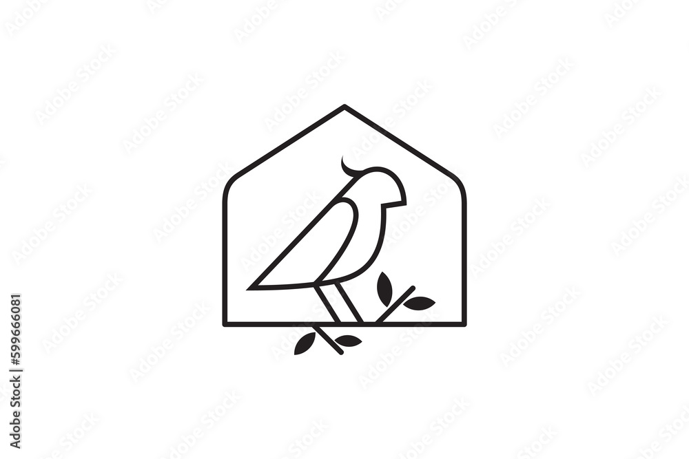 bird and house simple line style logo