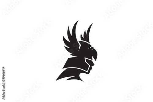 valkyrie silhouette flat logo design
