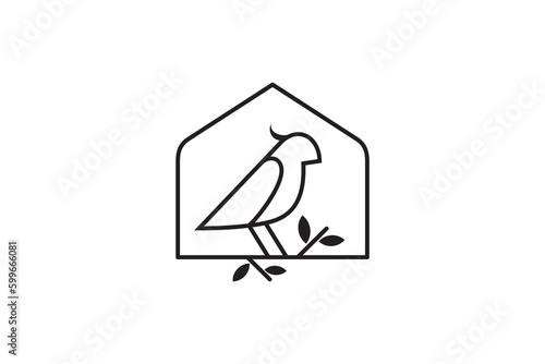 bird and house simple line style logo