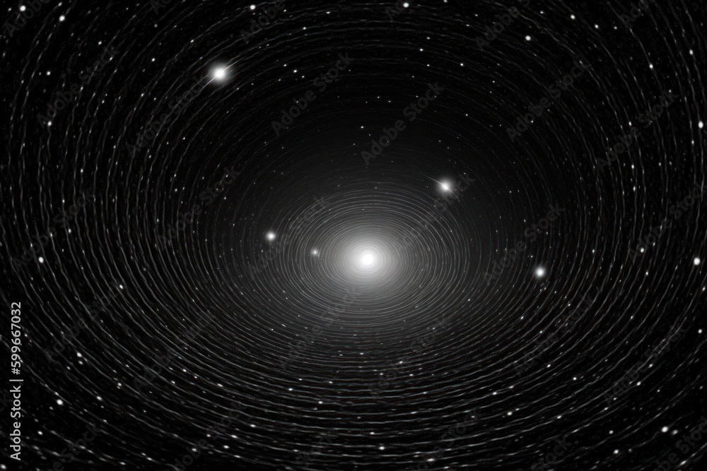 Exploring the Cosmic Abyss: Technical Drawing of Star Orbits around a Black Hole, Generative AI