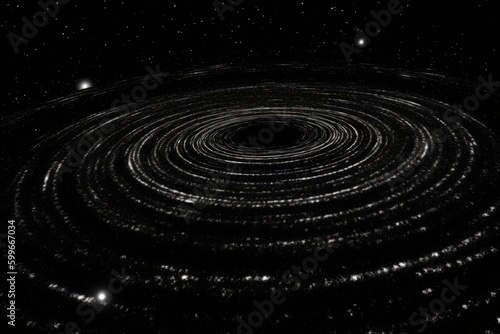 Exploring the Cosmic Abyss: Technical Drawing of Star Orbits around a Black Hole, Generative AI