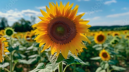 sunflower field with sky