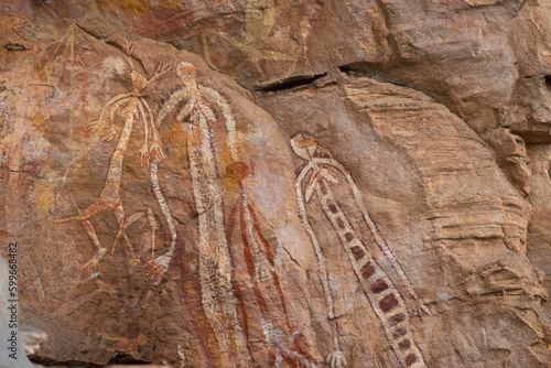 Tableau sur toile Ancient rock art at Burrungui or Burrungkuy (Nourlangie) in caves and shelters,