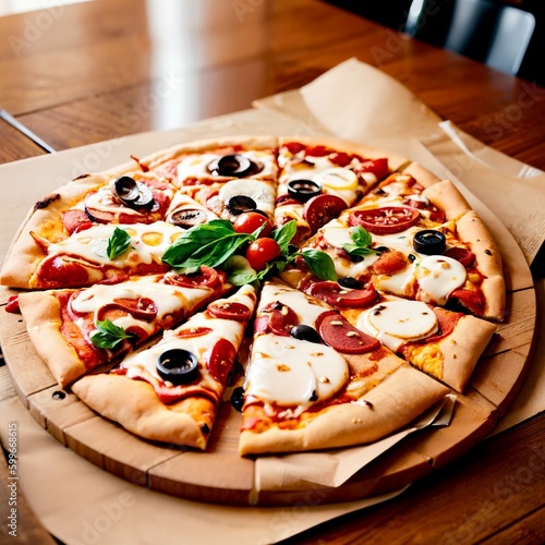 pizza on a table