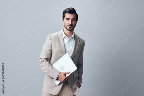 man male business job computer freelancer copyspace smiling suit laptop internet