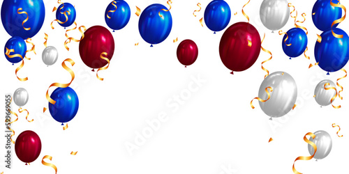 background balloons and confetti with 4th july usa independence day