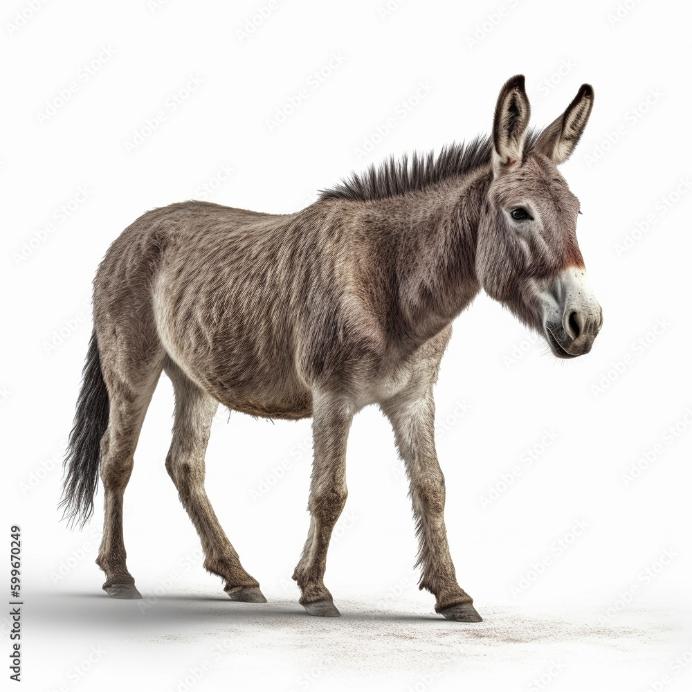 Donkey isolated on white background (Generative AI) Donkey isolated on white background (Generative AI)