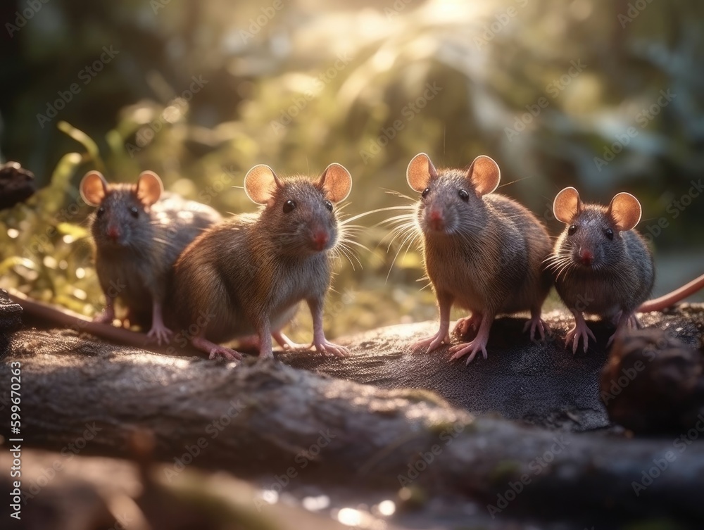 Group of Rat in natural habitat (generative AI) Group of Rat in natural habitat (generative AI)