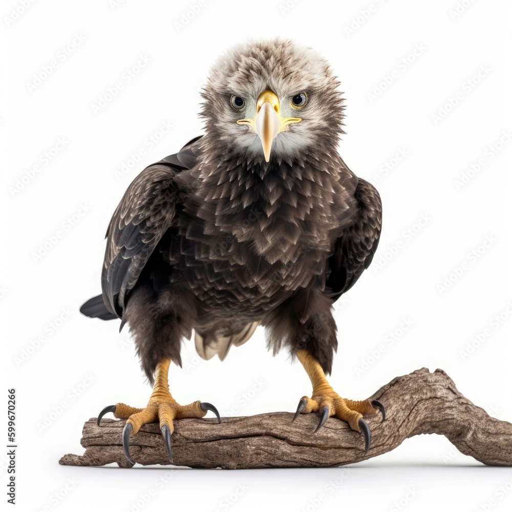 Obraz premium Baby Bald Eagle isolated on white (generative AI)