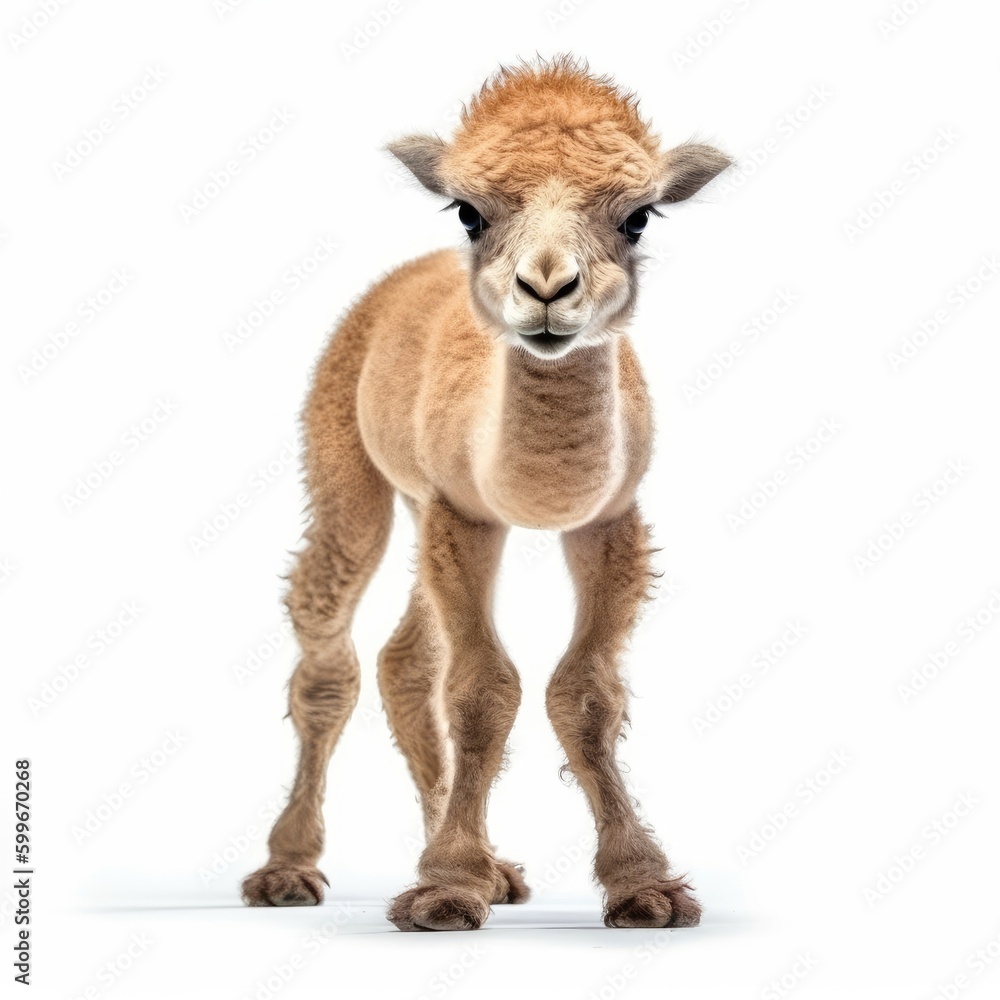 Fototapeta premium Baby Camel isolated on white (generative AI)