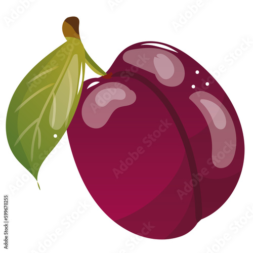 Illustration vectorielle Prune, effet glossy