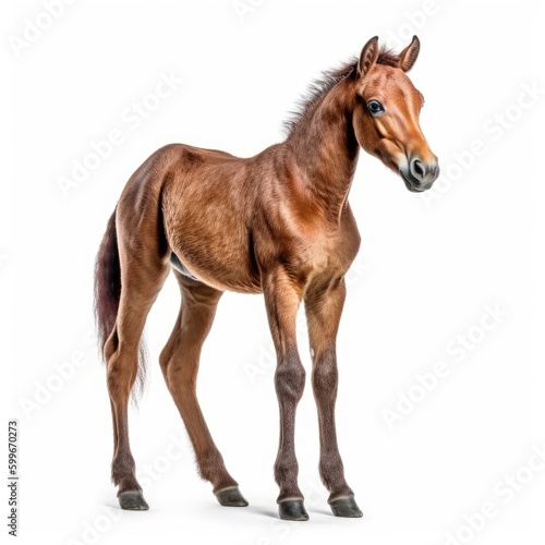 Baby Horse isolated on white  generative AI 
