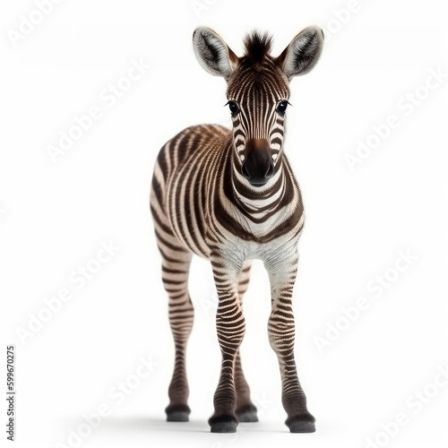 Baby Zebra isolated on white  generative AI 