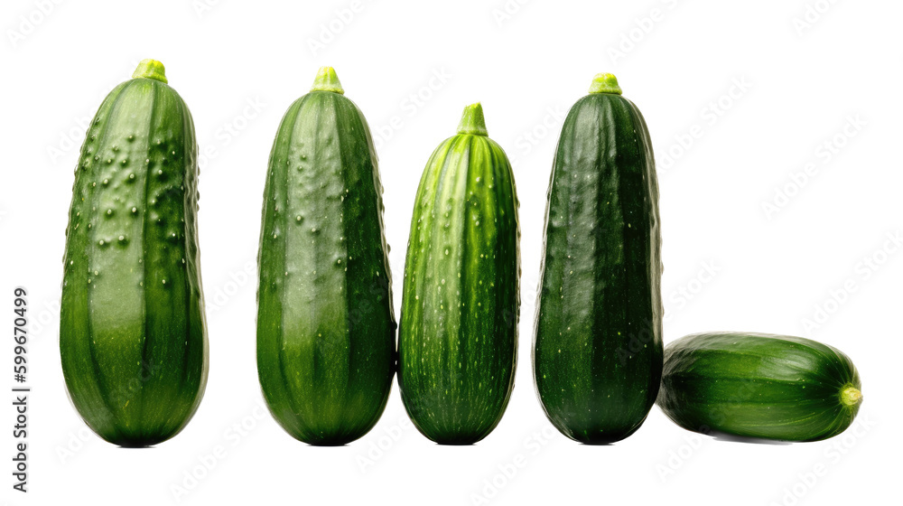 cucumbers, garden-themed, photorealistic illustration on a transparent background cutout in PNG. Generative AI cucumbers, garden-themed, photorealistic illustration on a transparent background cutout in PNG. Generative AI