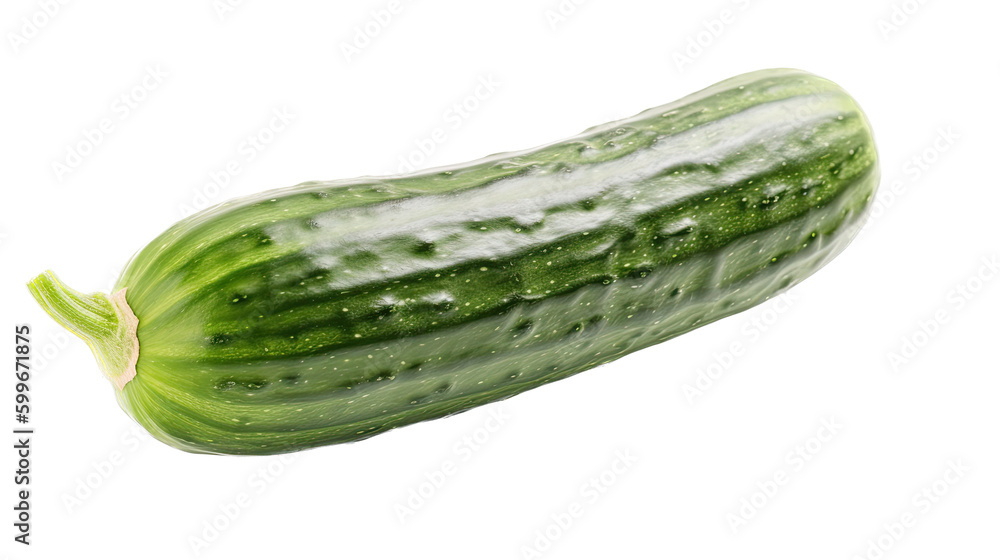 an isolated single cucumber, garden-themed, photorealistic illustration on a transparent background cutout in PNG. Generative AI an isolated single cucumber, garden-themed, photorealistic illustration on a transparent background cutout in PNG. Generative AI