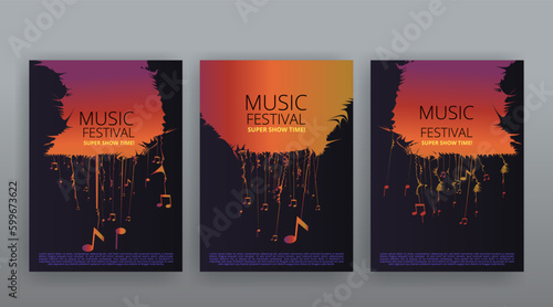 Music Festival flyer concept Jazz or Electronic and Rock Music Fest.