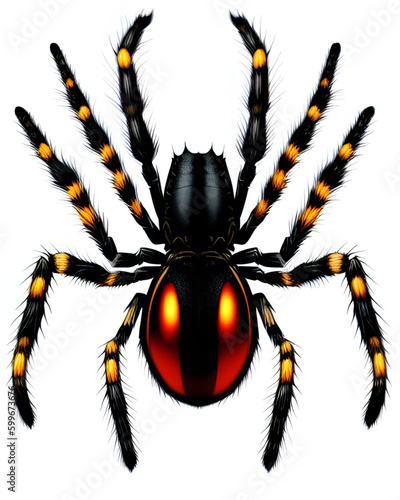 Vector of black spider with orange belly
