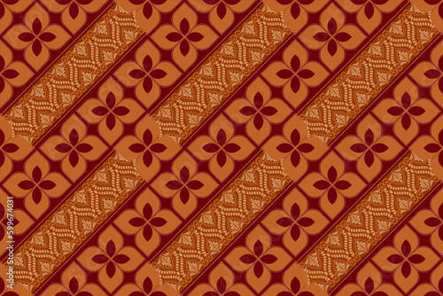 Vector vintage traditional batik seamless pattern. Indonesian batik with the Batik Kawung motif.