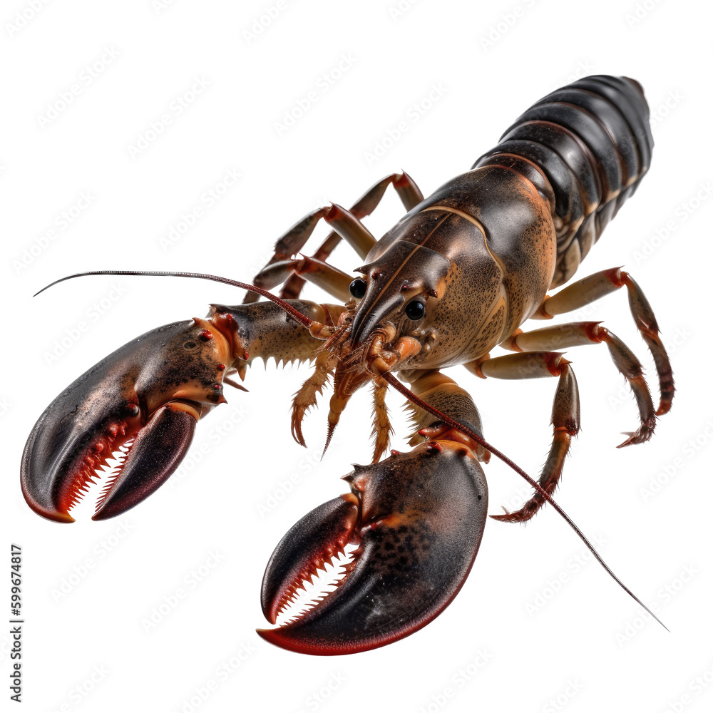 an isolated Maine Lobster, Food-themed, photorealistic illustrations on