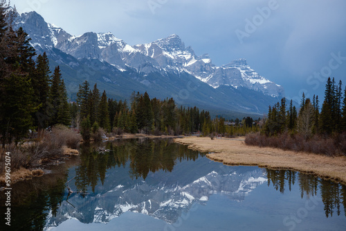 lake in the mountains in the Canadian Rocky Mountains in Alberta Canada, near Canmore and Banff  © @foxfotoco