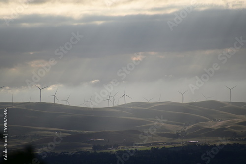 wind turbines in the mist
