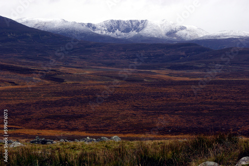 Fototapet Scottish moors - Lochnagar moutain range in the distance - Balmoral estate - Roy