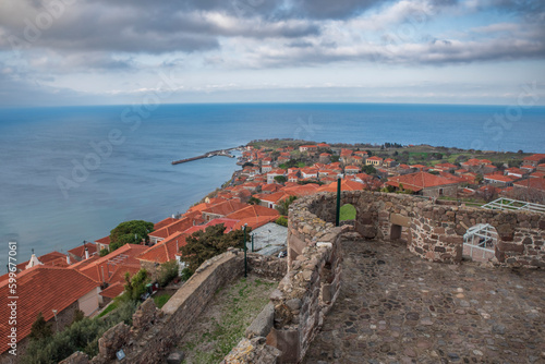 Various views from the castle on top of molyvos town of lesbos island