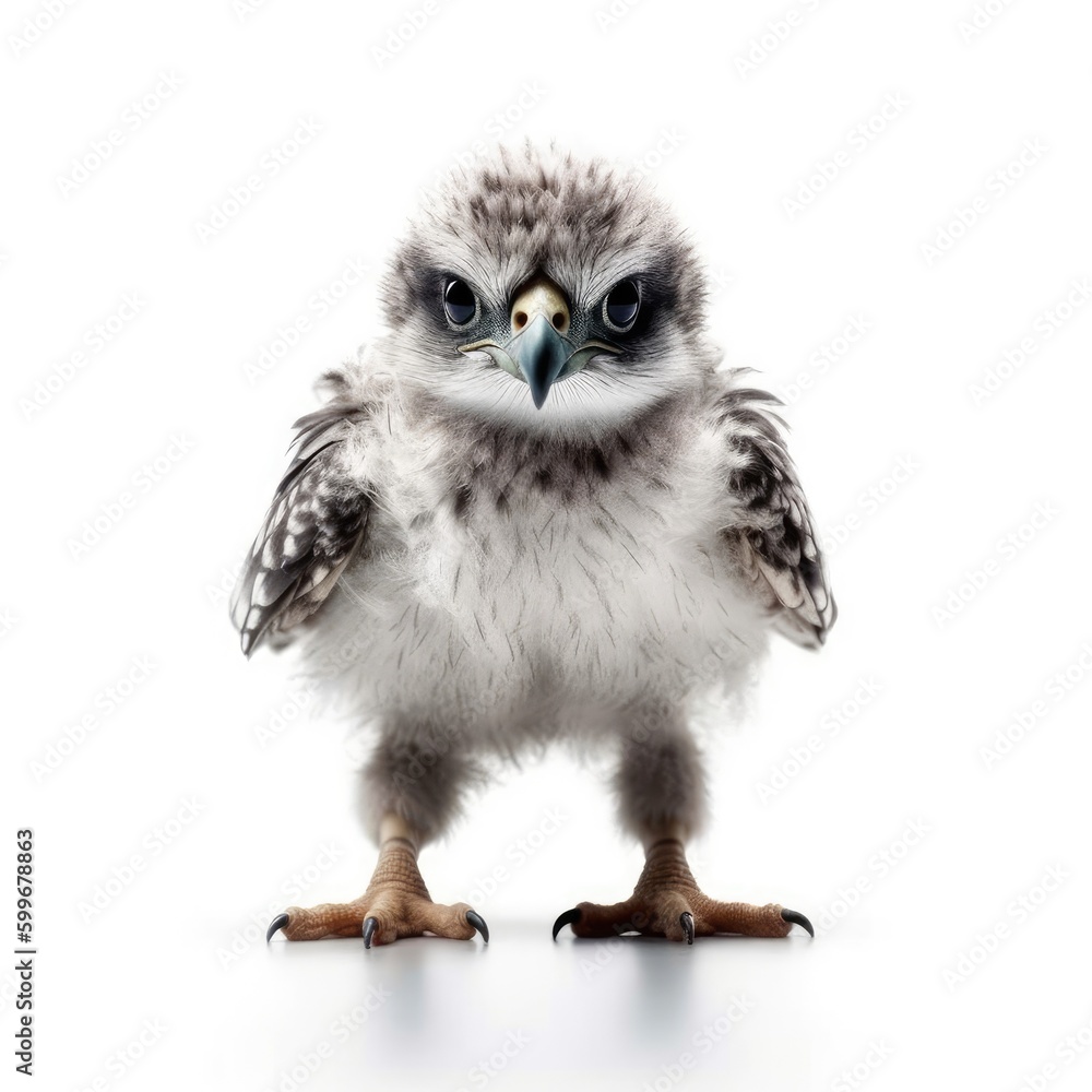 Naklejka premium Baby Falcon isolated on white (generative AI)