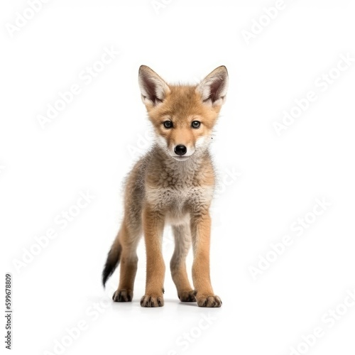Baby Coyote isolated on white  generative AI 