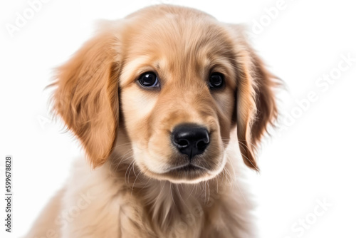 Golden Retriever Dog Puppy On White Background. Generative AI