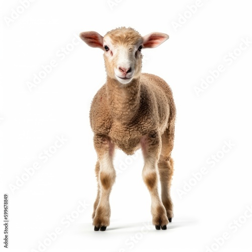 Baby Sheep isolated on white  generative AI 