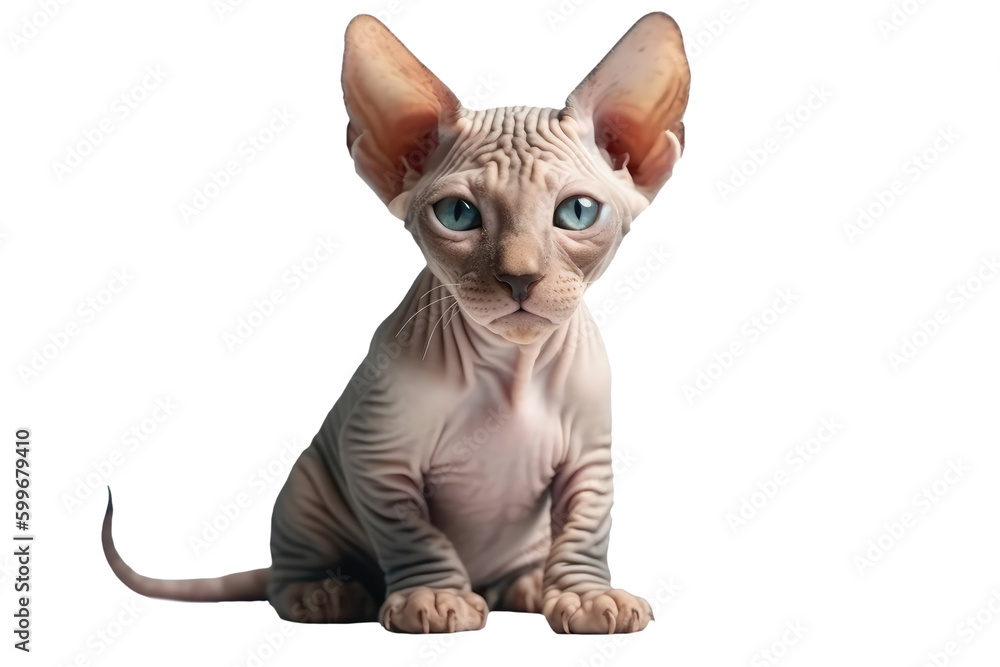 Don Sphynx Kitten, Full Body. Isolated On A Transparent Background, Png. Generative AI