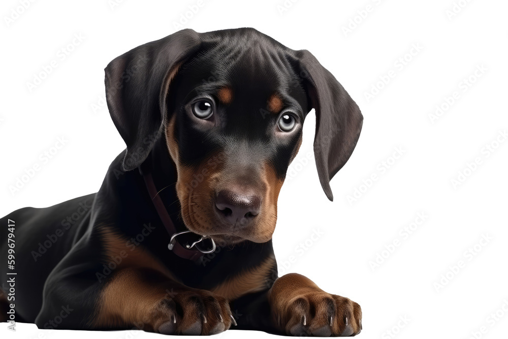 Doberman Pinscher Dog Puppy. Isolated On A Transparent Background, Png. Generative AI