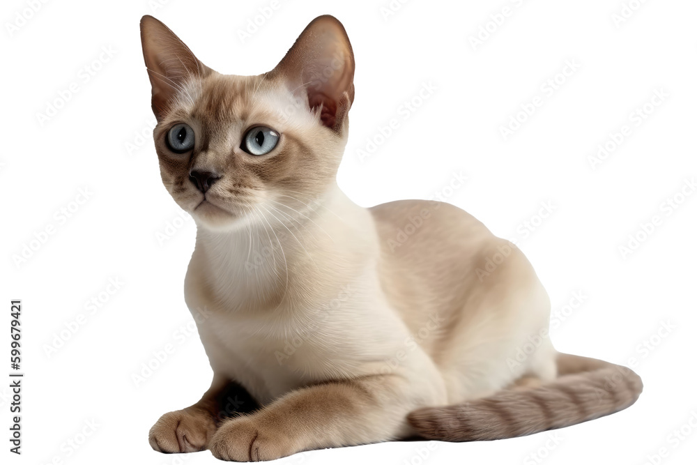 European Burmese Kitten, Full Body. Isolated On A Transparent Background, Png. Generative AI