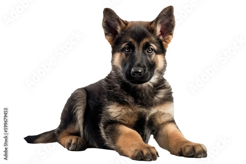 German Shepherd Dog Puppy  Full Body. Isolated On A Transparent Background  Png. Generative AI