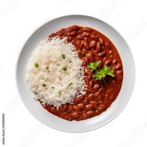 Rajma Chawal Indian Dish On White Plate. Isolated On A Transparent Background, Png. Generative AI