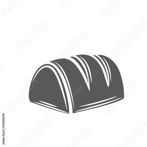 Chocolate candy glyph icon vector illustration. Stamp of bonbon for eating from luxury present box, gourmet treat with Belgian or Swiss chocolate cover, stuffed with toffee, sweet souffle or mousse