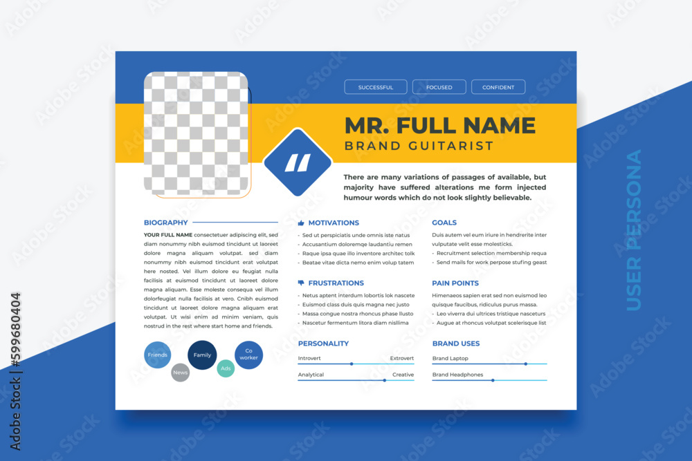 User Persona Document Template Vector Illustration Examples of User User Persona Document Template Vector Illustration Examples of User