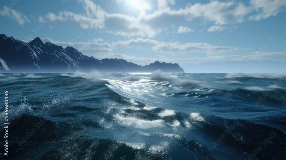 Fototapeta premium sun and the sea wave