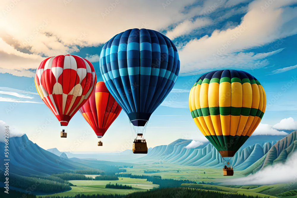 Obraz premium Hot air balloon in the sky, generative ai