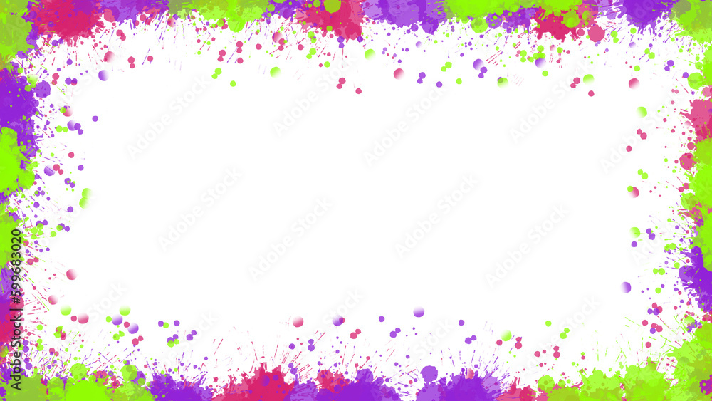 Fototapeta premium watercolor brush splash abstract colorful frame
