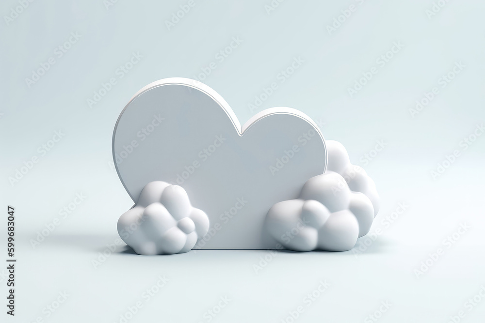Cloudy Heart Sign On White Background. Generative AI Cloudy Heart Sign On White Background. Generative AI