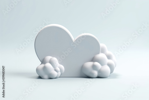 Cloudy Heart Sign On White Background. Generative AI photo