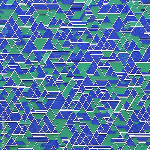 A repeating pattern of interlocking triangles in shades of blue and green5, Generative AI photo