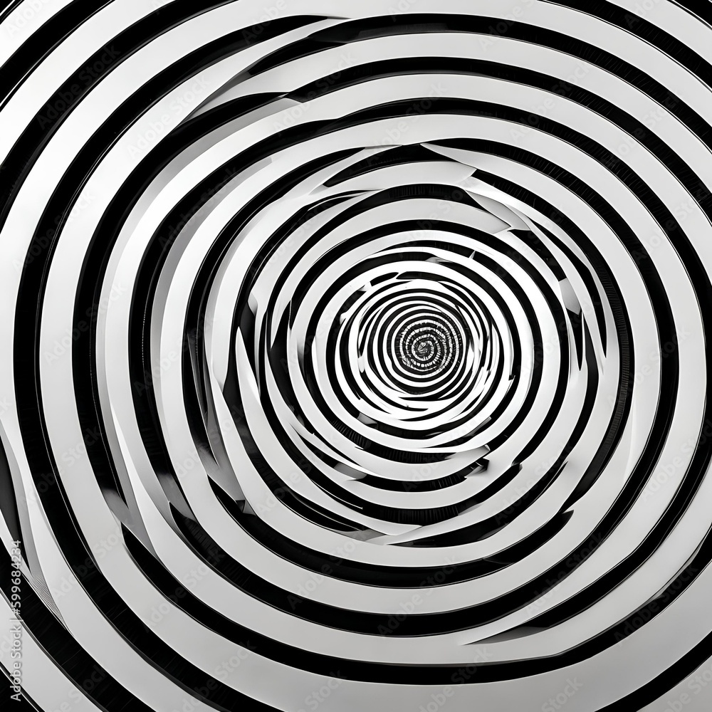 Obraz premium A bold pattern of black and white circles intersecting at sharp angles4, Generative AI