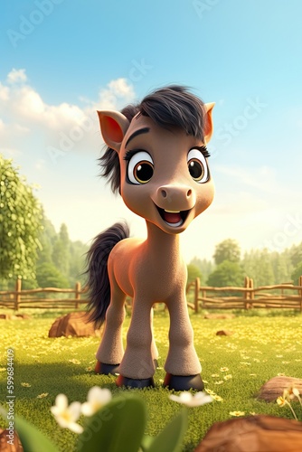 Cute Cartoon Pony on a Farm...