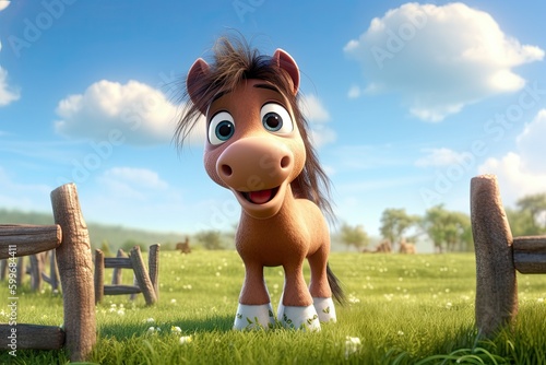 Cute Cartoon Pony on a Farm...