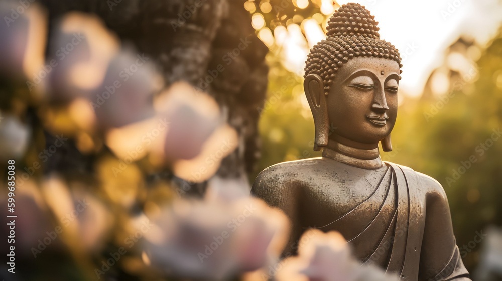 Fototapeta premium Buddha statue at outdoor, Generative AI