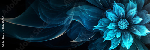 Abstract fractal blue flower. Fantasy fractal texture. Created with Generative AI tools